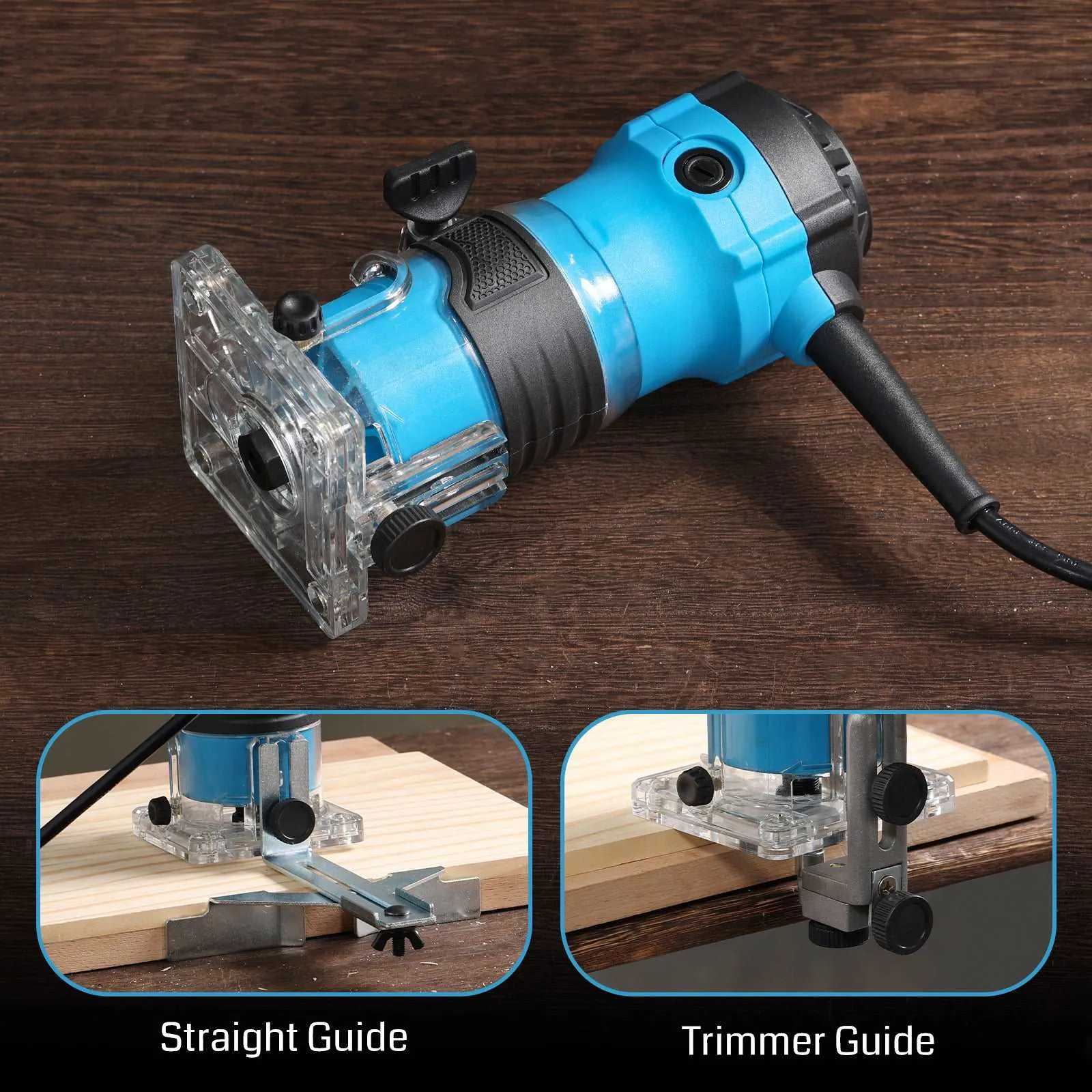 1-1.25 HP, Φ65mm Palm Trimmer Router, Compact Router Wood Tool With Fixed Base