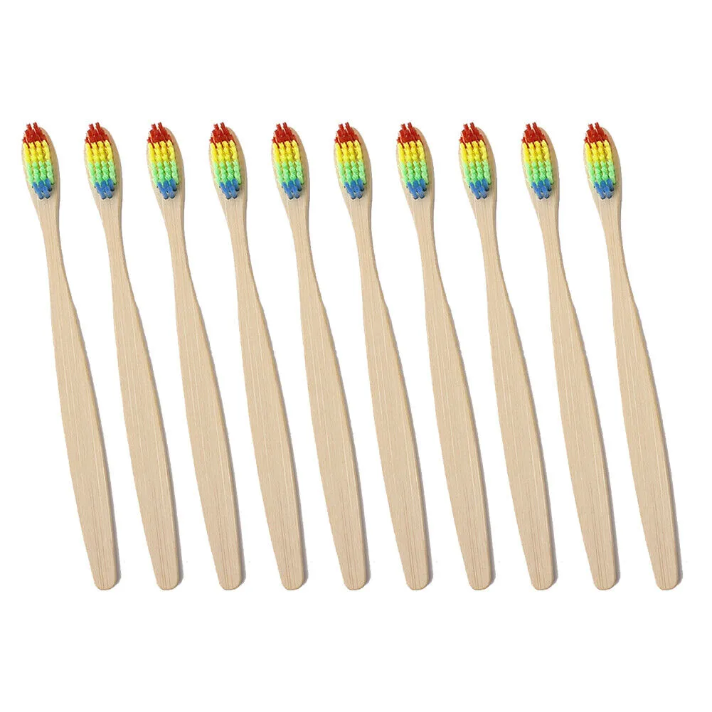 10-20Pcs Bamboo Toothbrush 100% Natural Organic Medium Bristle BPA-Free Bristles