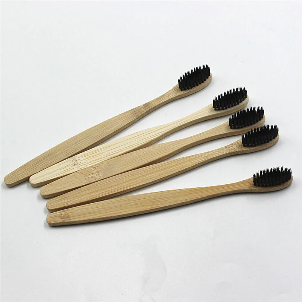 10-20Pcs Bamboo Toothbrush 100% Natural Organic Medium Bristle BPA-Free Bristles