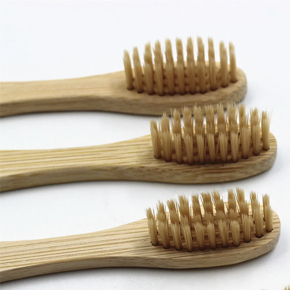 10-20Pcs Bamboo Toothbrush 100% Natural Organic Medium Bristle BPA-Free Bristles