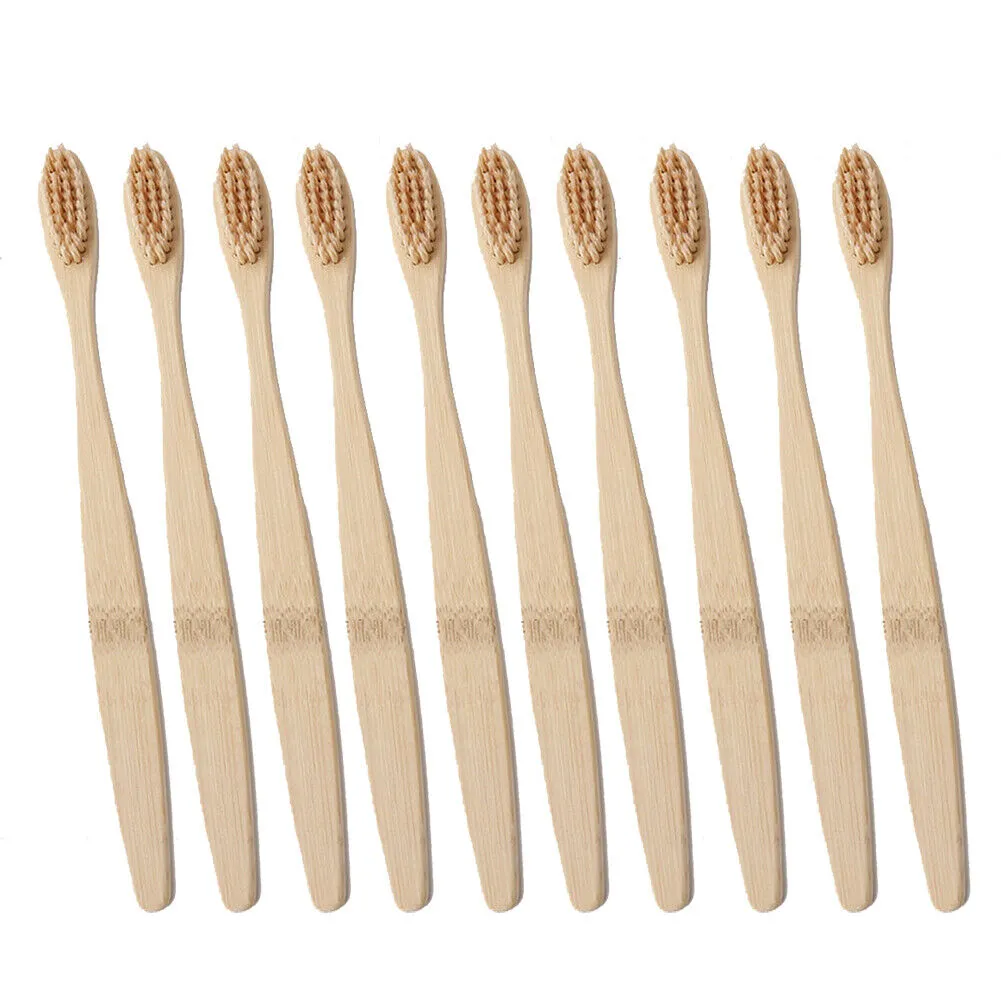 10-20Pcs Bamboo Toothbrush 100% Natural Organic Medium Bristle BPA-Free Bristles