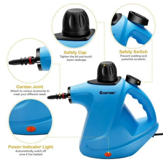 1050W Multi-purpose Handheld Pressurized Steam Cleaner-Blue