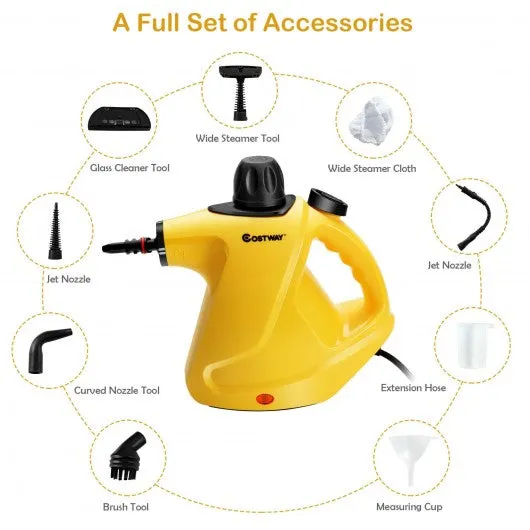 1050W Multi-purpose Handheld Pressurized Steam Cleaner-Yellow