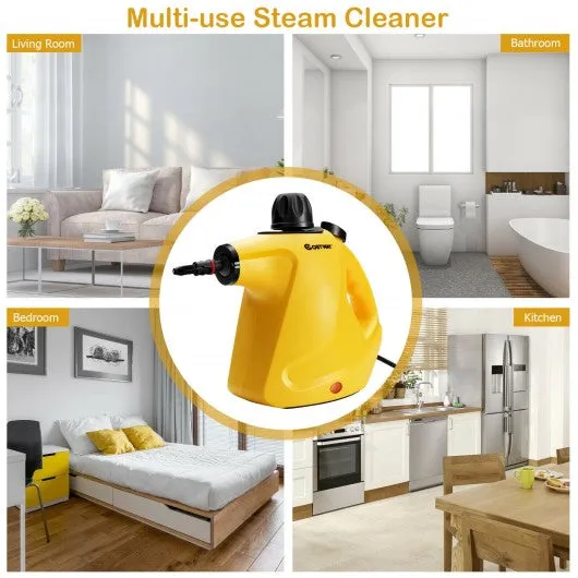 1050W Multi-purpose Handheld Pressurized Steam Cleaner-Yellow