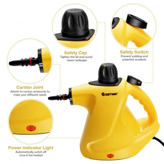 1050W Multi-purpose Handheld Pressurized Steam Cleaner-Yellow