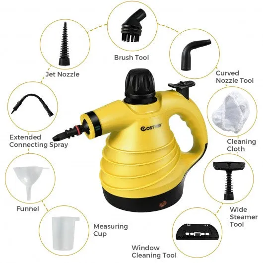 1050W Portable Multipurpose Pressurized Handheld Steam Cleaner-Yellow