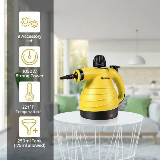 1050W Portable Multipurpose Pressurized Handheld Steam Cleaner-Yellow