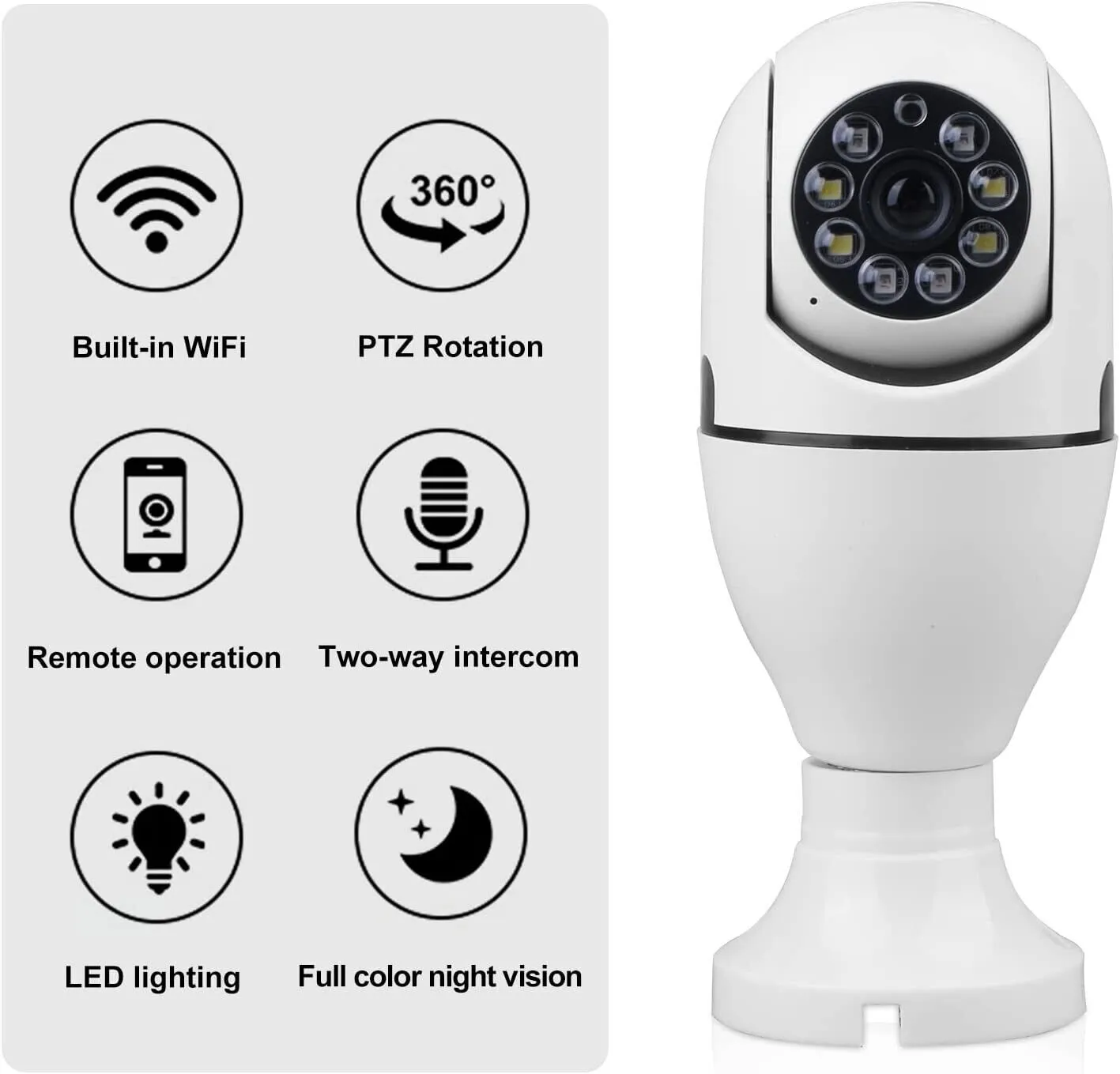 1080P IP E27 Light Bulb Camera Wi-Fi IR Night Smart Home Wireless Security