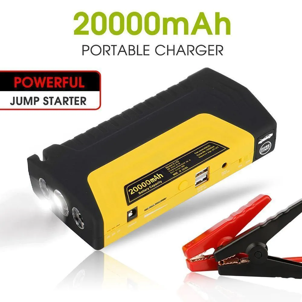 12V Portable 2 USB Red Car 20000mAh Power Bank Jump Starter Emergency Battery Kit by Modes