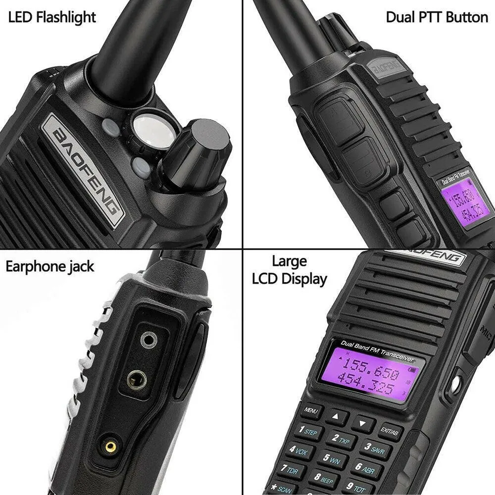 1PC BAOFENG UV82X 5W Walkie Talkie Dual Band CB Amateur Portable Two Way Radio, Long Range UV-82 Updated UHF VHF