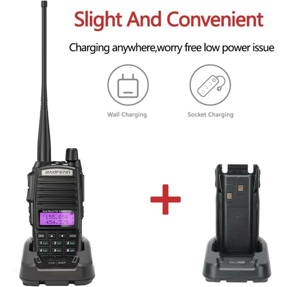 1PC BAOFENG UV82X 5W Walkie Talkie Dual Band CB Amateur Portable Two Way Radio, Long Range UV-82 Updated UHF VHF