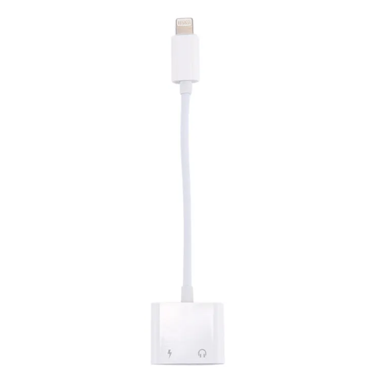 2 in 1 8 Pin Male to 8 Pin Charging   8 Pin Audio Female Earphone Adapter with Call Function, Support IOS 10.3.1 or Above(White)