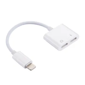 2 in 1 8 Pin Male to 8 Pin Charging   8 Pin Audio Female Earphone Adapter with Call Function, Support IOS 10.3.1 or Above(White)