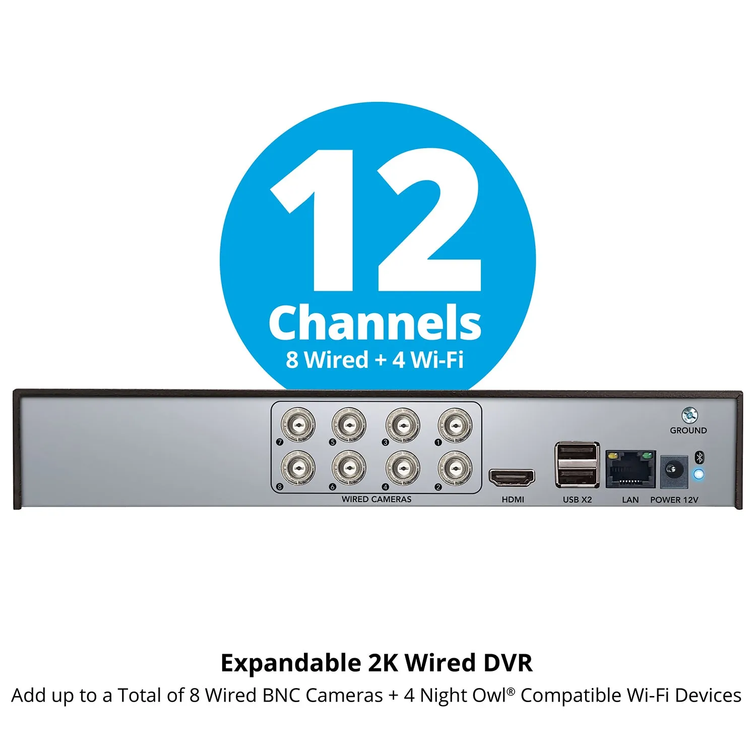 2-Way Audio 12 Channel DVR Security System with 2TB Hard Drive and 4 Wired 2K Deterrence Cameras