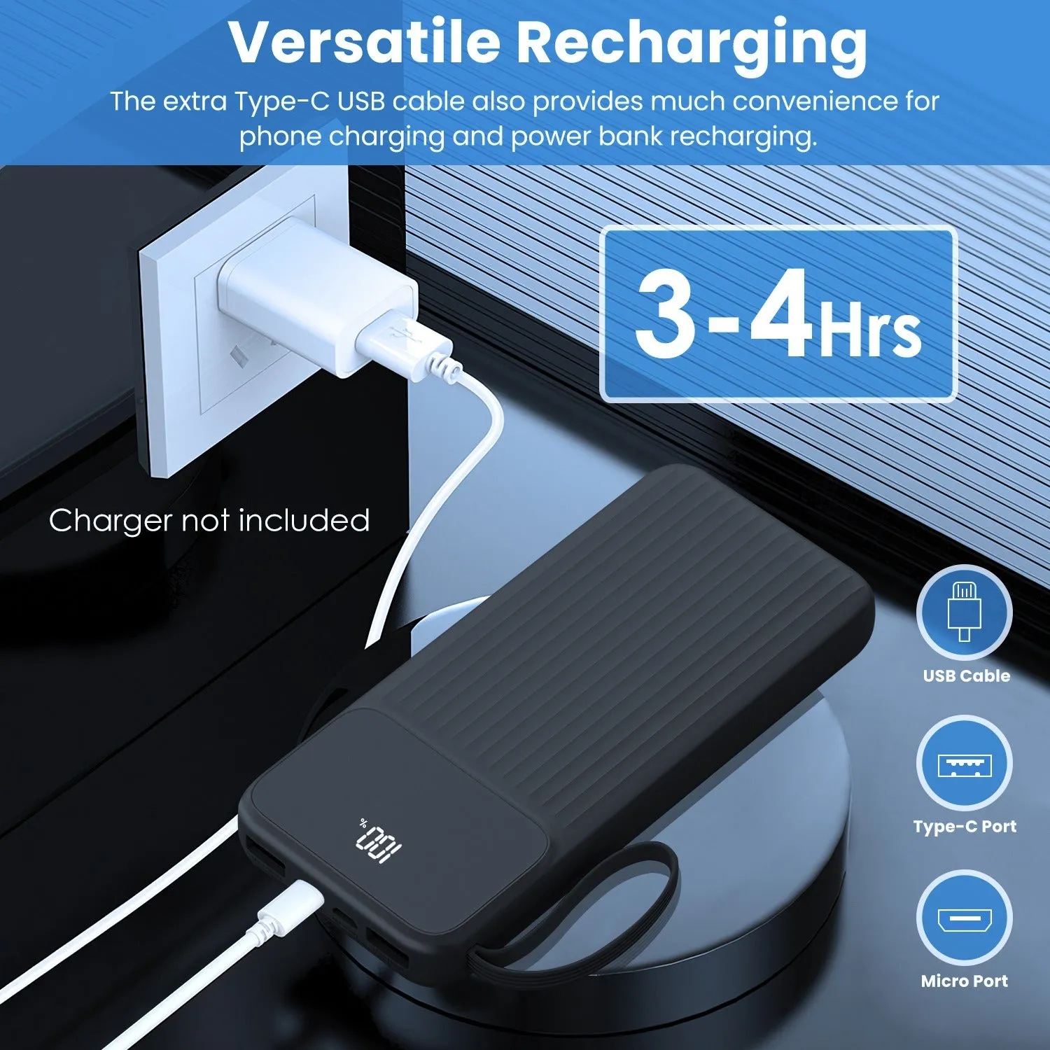 20000mAh Fast Charging Power Bank Portable Charger