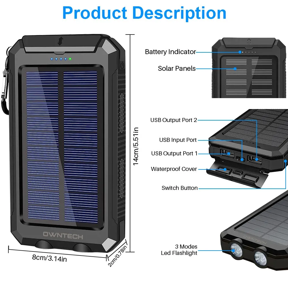 20000Mah Portable Power Bank Solar Charger