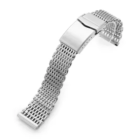 20mm Brushed Tapered Winghead "SHARK" Mesh watch band, V-Clasp