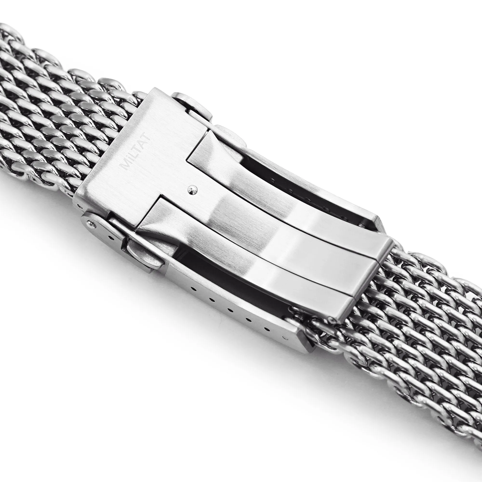 20mm Brushed Tapered Winghead "SHARK" Mesh watch band, V-Clasp