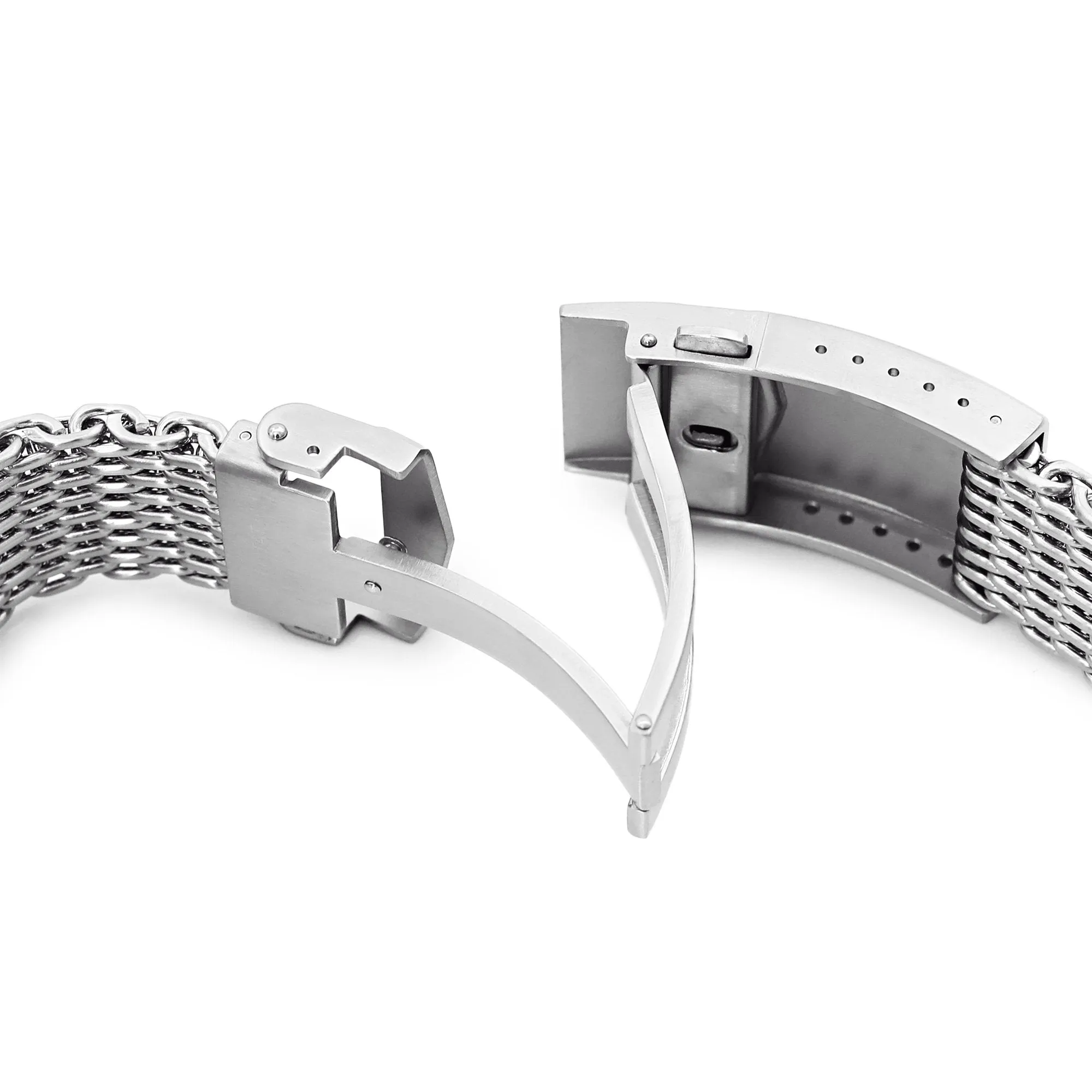 20mm Brushed Tapered Winghead "SHARK" Mesh watch band, V-Clasp