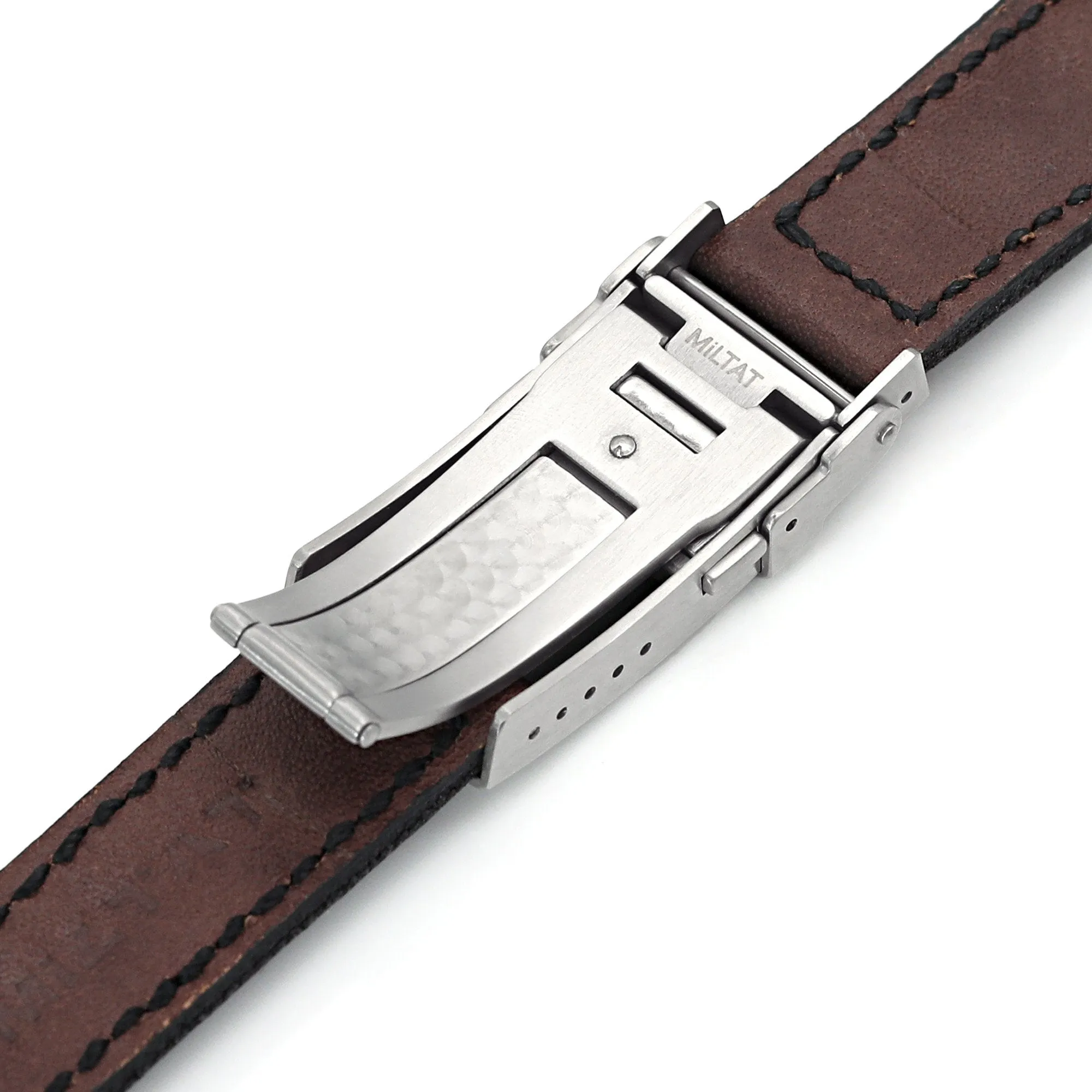 20mm Gunny X MT Dark Brown Handmade Quick Release Leather Watch Strap One-piece, Turning Clasp - Minimalist Snoopy