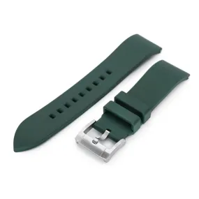 20mm or 22mm Straight End Emerald Green FKM Rubber Quick Release Watch Band, Brushed