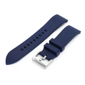 20mm or 22mm Straight End Navy Blue FKM Rubber Quick Release Watch Band, Brushed