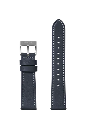 20mm Stitched Leather Band - Navy