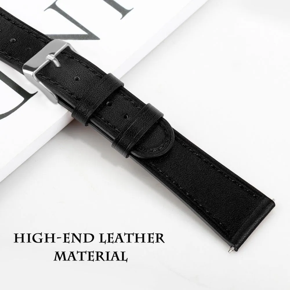 20mm Universal cowhide genuine leather watch strap - Black