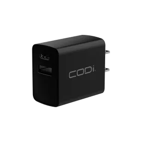 20W Dual Port Wall Charger, USB-C & USB-A Outputs