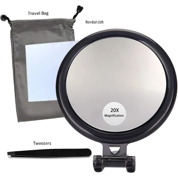 20x Magnifying Hand Mirror For Makeup Application (10 Cm Black)