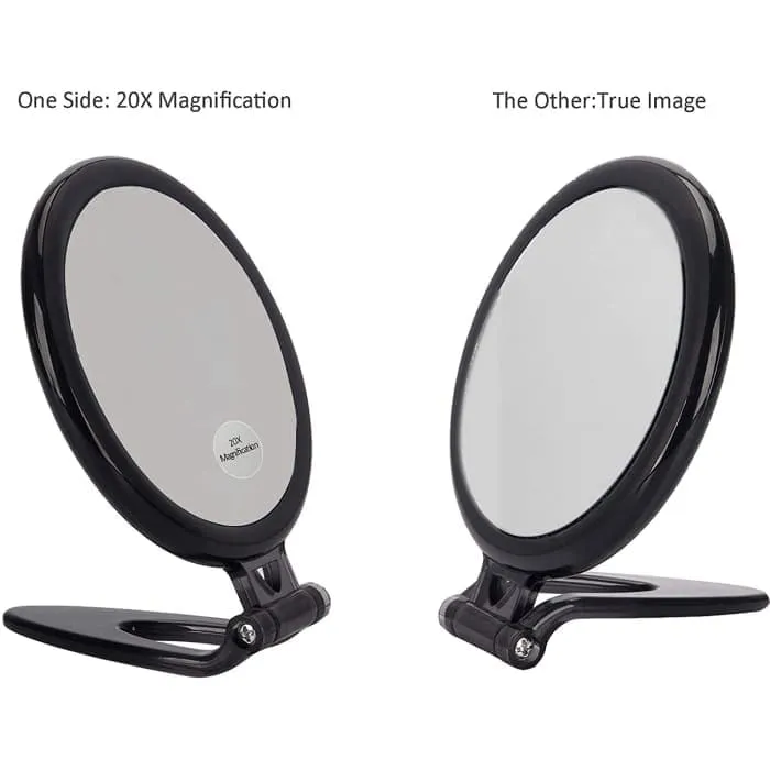 20x Magnifying Hand Mirror For Makeup Application (10 Cm Black)