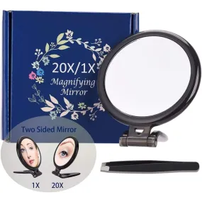 20x Magnifying Hand Mirror For Makeup Application (10 Cm Black)