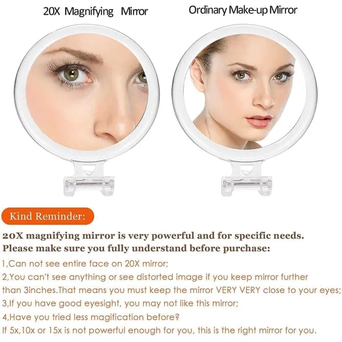 20x Magnifying Hand Mirror For Makeup Application(12.5 Cm Black)