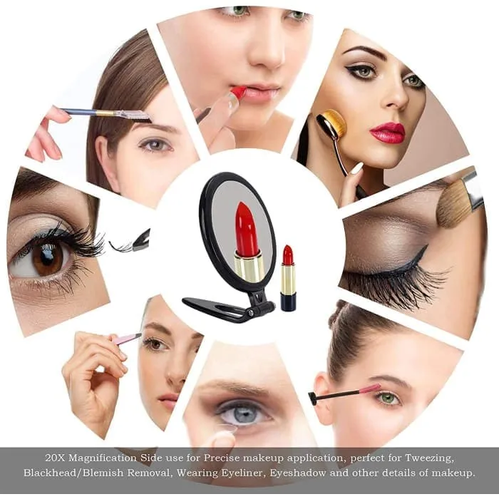 20x Magnifying Hand Mirror For Makeup Application(12.5 Cm Black)