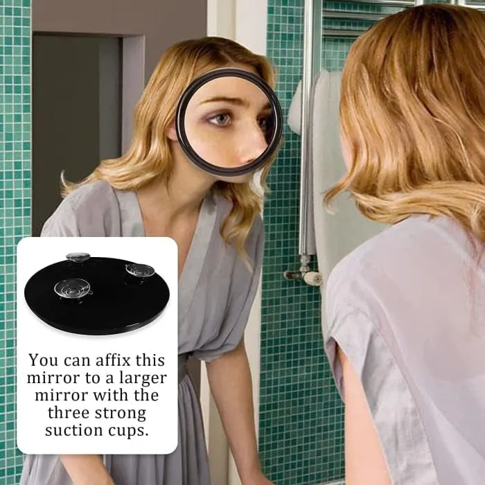 20x Magnifying Hand Mirror With Suction Cups Use For Makeup Application(15 Cm Black)