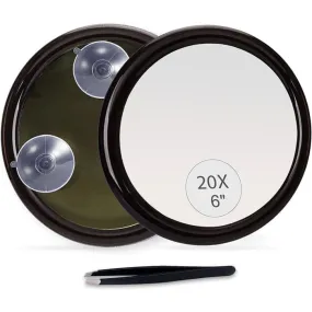 20x Magnifying Hand Mirror With Suction Cups Use For Makeup Application(15 Cm Black)