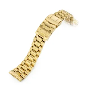 22mm Endmill Watch Band compatible with Seiko Gold Turtle SRPC44, 316L Stainless Steel SUB Clasp full IP Gold