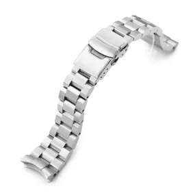 22mm Hexad Watch Band for Seiko SKX007 SKX009 SKX011, Stainless Steel - Brushed, Diver Clasp