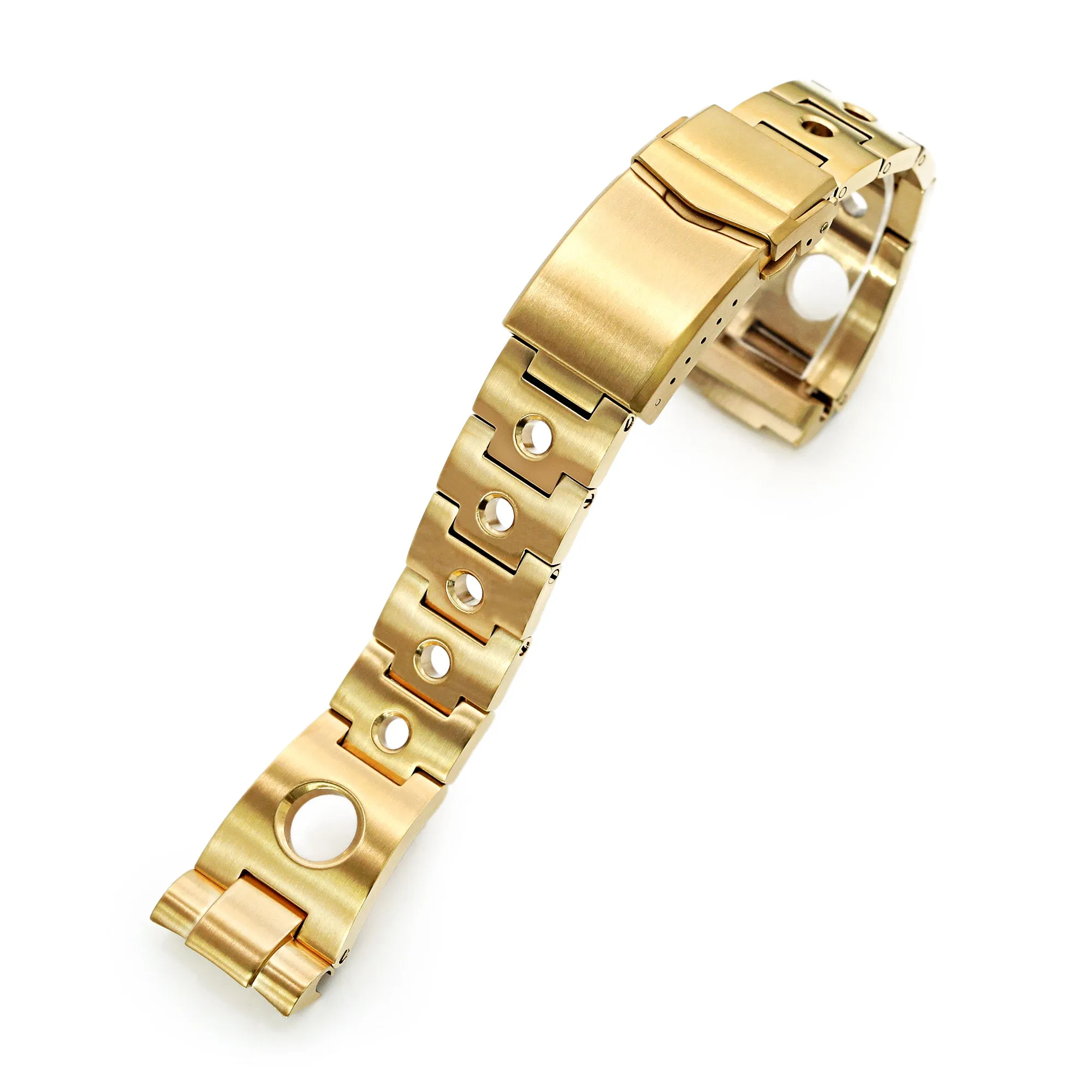 22mm Rollball Watch Band compatible with Seiko Gold Turtle SRPC44, 316L Stainless Steel Full IP Gold V-Clasp