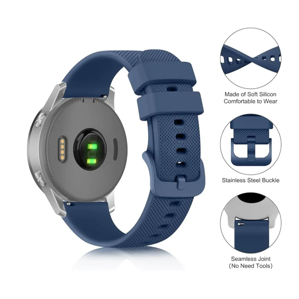 22mm Silicone Bands | Samsung Galaxy Watch 3 45mm/Galaxy Watch 46mm/Gear S3 Frontier/Classic | Dark Blue