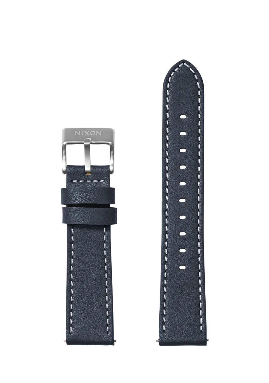 23mm Stitched Leather Band - Navy