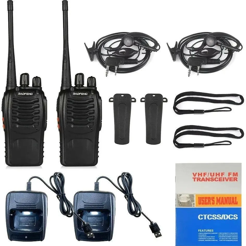 2pcs BAOFENG BF-888S UHF Portable Walkie Talkies 5W Ham Two-way radio set UHF 400-470MHz 16CH Transceiver USB Charger