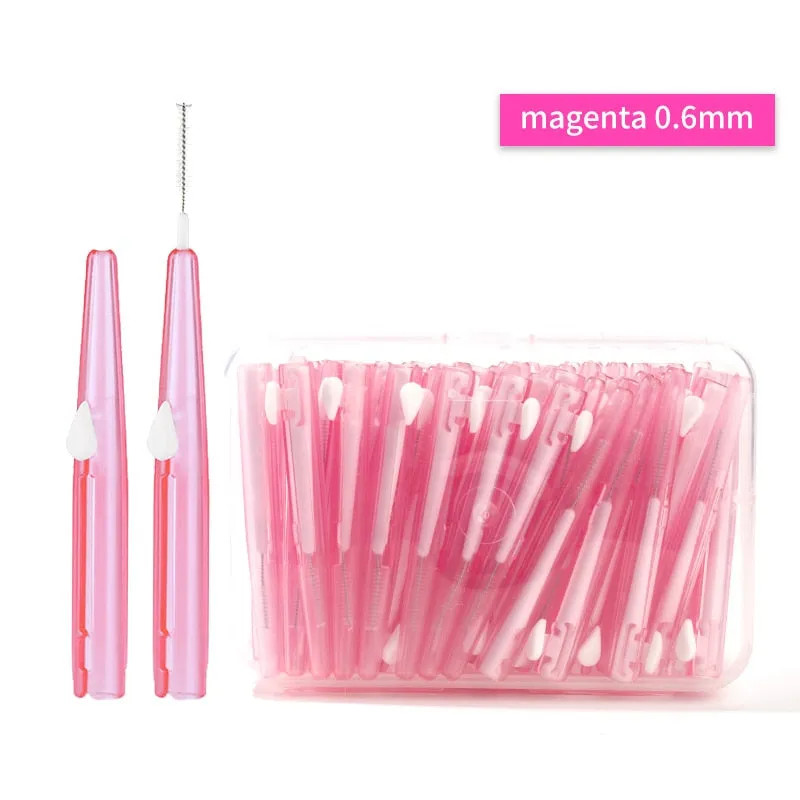 60 Pcs/Box Toothpick Dental Interdental Brush 0.6-1.5Mm Cleaning Between Teeth Oral Care Orthodontic  I Shape Tooth Floss 0ral irrigator