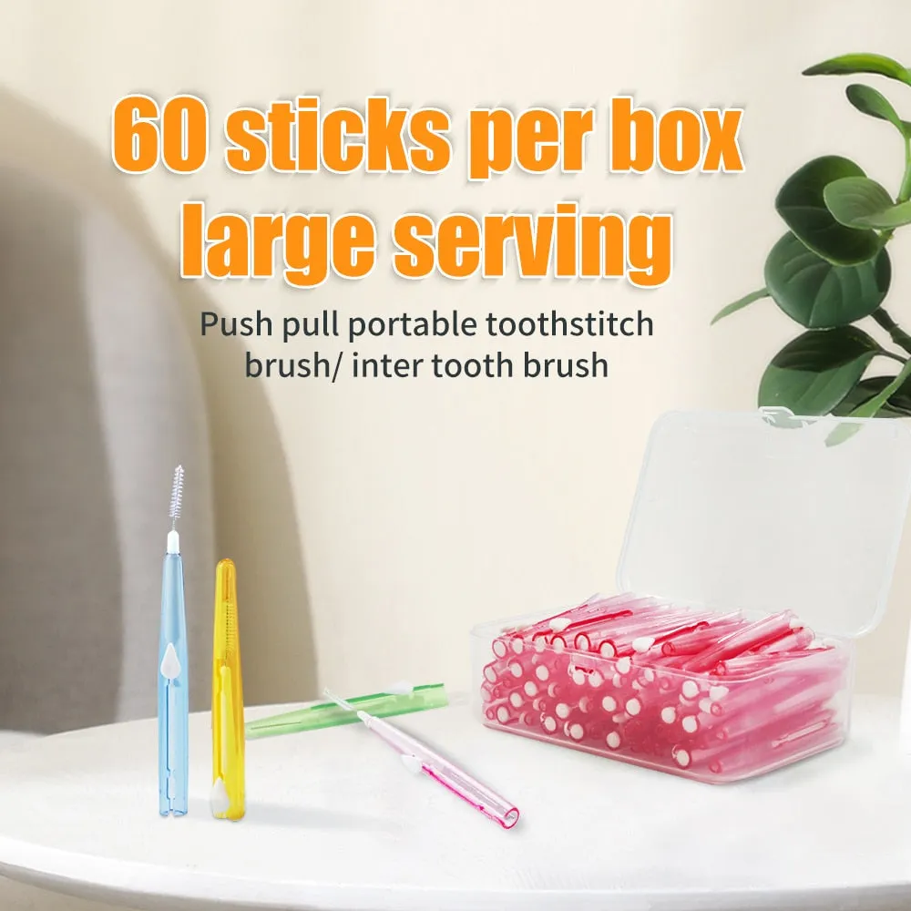 60 Pcs/Box Toothpick Dental Interdental Brush 0.6-1.5Mm Cleaning Between Teeth Oral Care Orthodontic  I Shape Tooth Floss 0ral irrigator