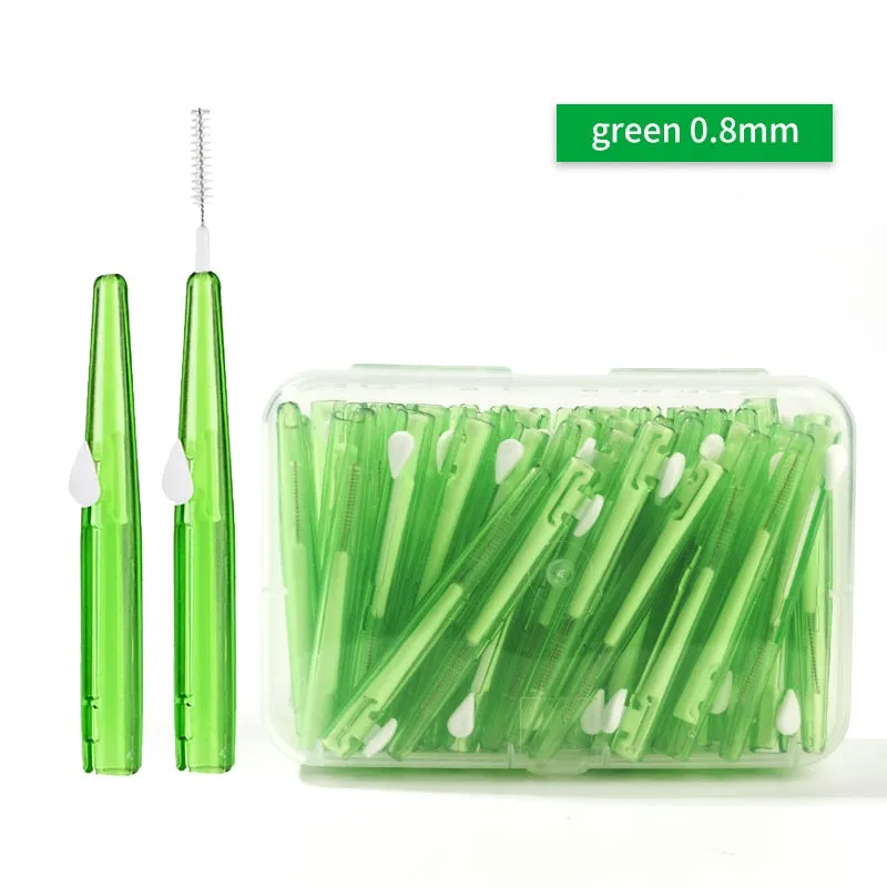 60 Pcs/Box Toothpick Dental Interdental Brush 0.6-1.5Mm Cleaning Between Teeth Oral Care Orthodontic  I Shape Tooth Floss 0ral irrigator