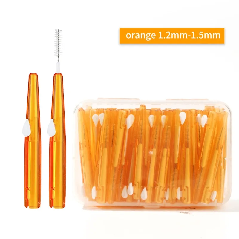 60 Pcs/Box Toothpick Dental Interdental Brush 0.6-1.5Mm Cleaning Between Teeth Oral Care Orthodontic  I Shape Tooth Floss 0ral irrigator