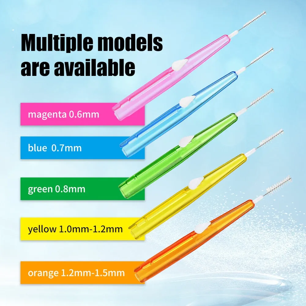 60 Pcs/Box Toothpick Dental Interdental Brush 0.6-1.5Mm Cleaning Between Teeth Oral Care Orthodontic  I Shape Tooth Floss 0ral irrigator