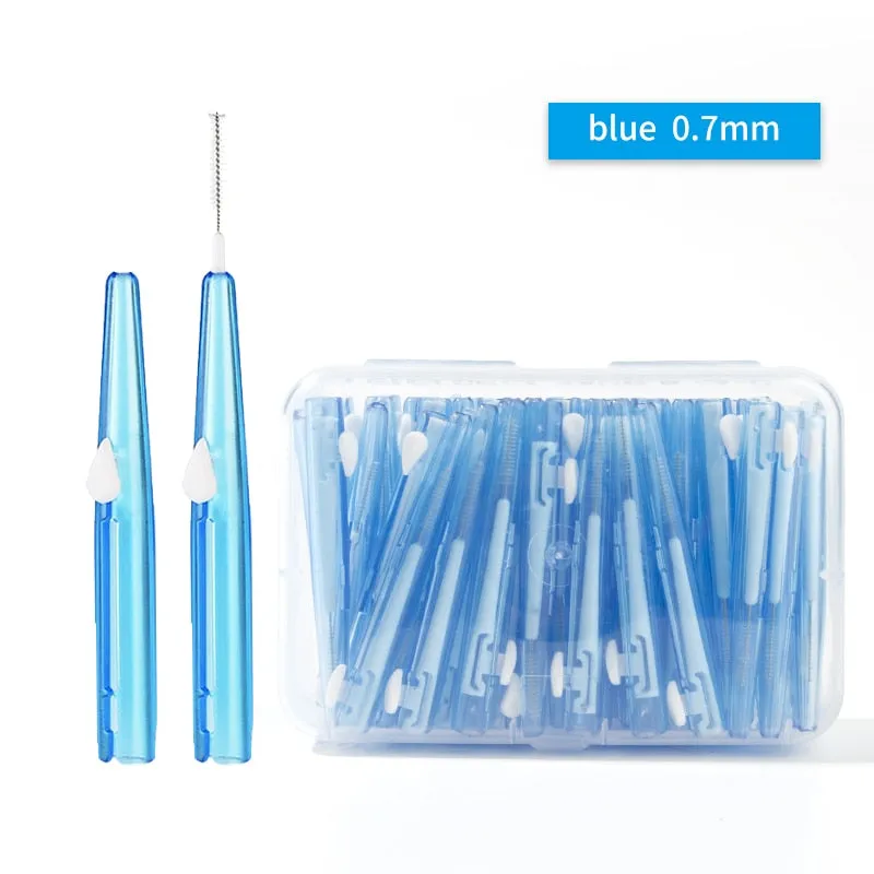 60 Pcs/Box Toothpick Dental Interdental Brush 0.6-1.5Mm Cleaning Between Teeth Oral Care Orthodontic  I Shape Tooth Floss 0ral irrigator