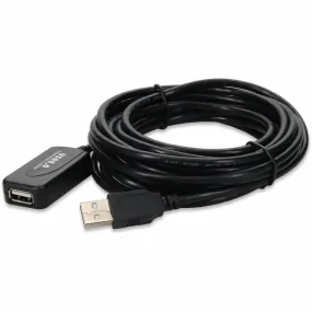 AddOn 15ft Active USB 2.0 (A) Male to Female Black Cable USBEXTAA15A