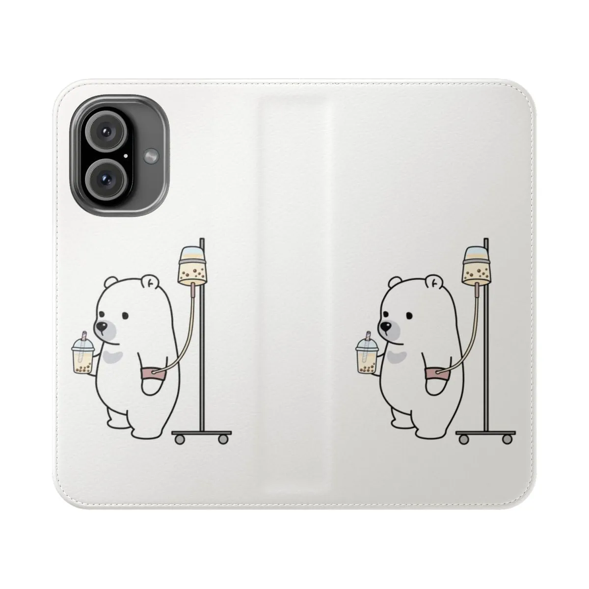 Adorable Boba Tea Bear Phone Case - Flip Cover for Smartphones